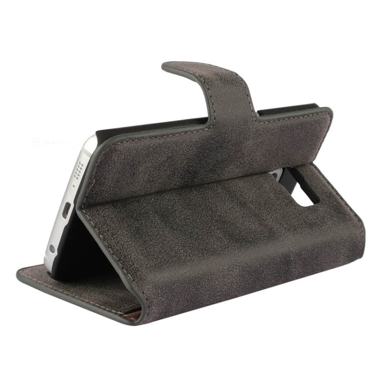For Galaxy S6 Edge Frosted Texture Horizontal Flip Leather Case with Card Slots & Wallet & Holder