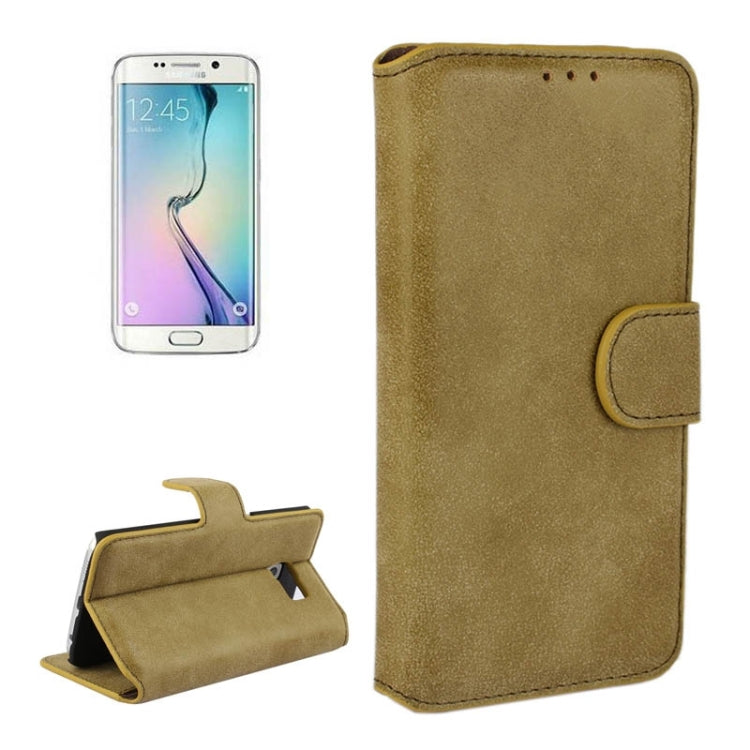 For Galaxy S6 Edge Frosted Texture Horizontal Flip Leather Case with Card Slots & Wallet & Holder