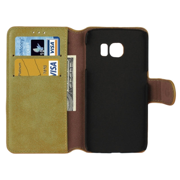 For Galaxy S6 Edge Frosted Texture Horizontal Flip Leather Case with Card Slots & Wallet & Holder
