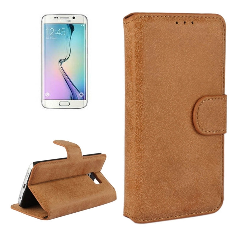 For Galaxy S6 Edge Frosted Texture Horizontal Flip Leather Case with Card Slots & Wallet & Holder