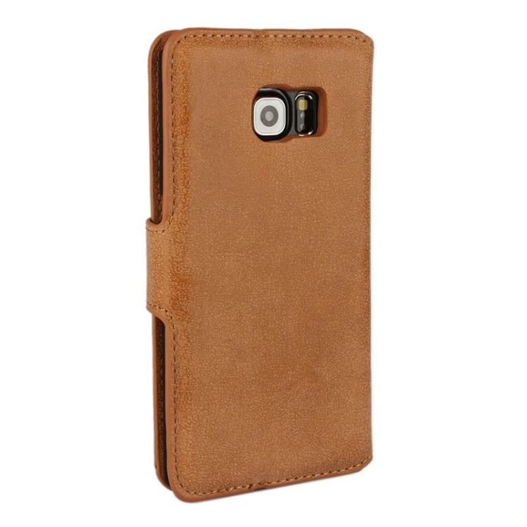 For Galaxy S6 Edge Frosted Texture Horizontal Flip Leather Case with Card Slots & Wallet & Holder