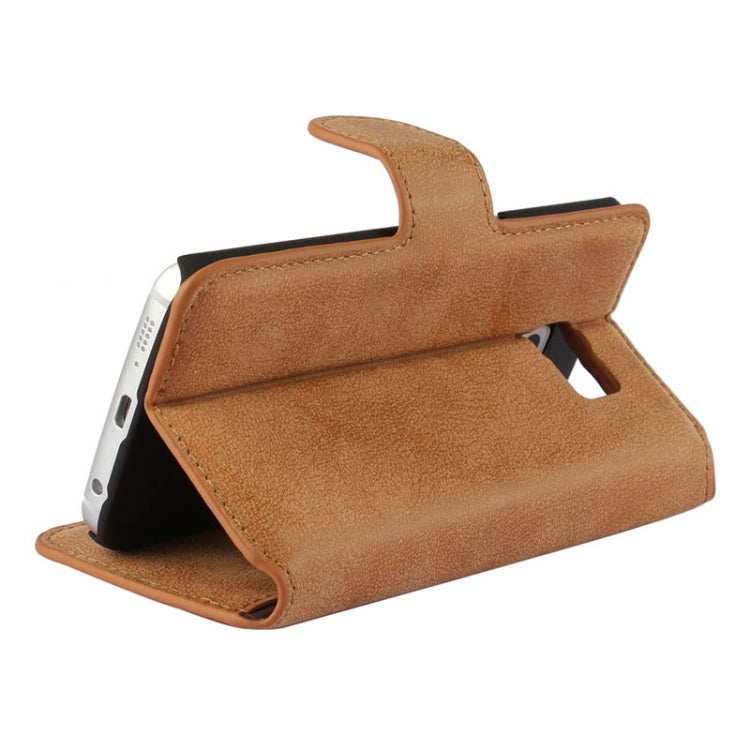 For Galaxy S6 Edge Frosted Texture Horizontal Flip Leather Case with Card Slots & Wallet & Holder