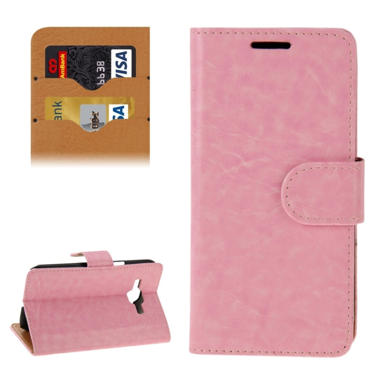 Crazy Horse Texture Leather Case with Holder & Card Slot & Wallet for Galaxy J1