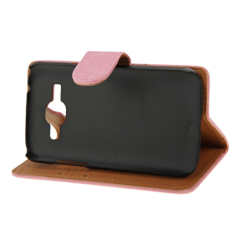 Crazy Horse Texture Leather Case with Holder & Card Slot & Wallet for Galaxy J1