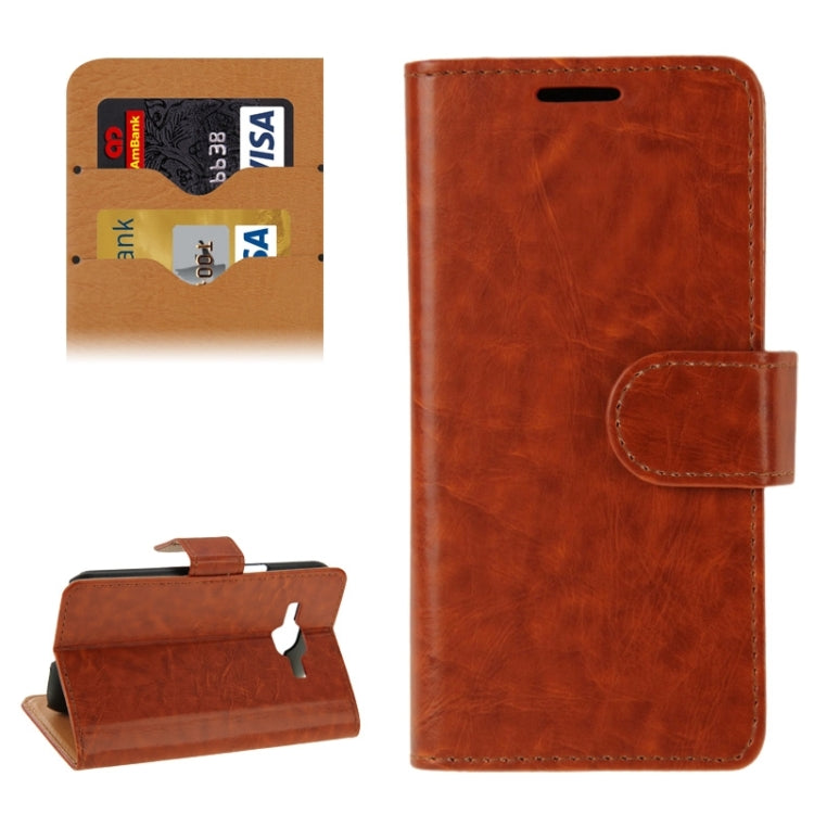Crazy Horse Texture Leather Case with Holder & Card Slot & Wallet for Galaxy J1