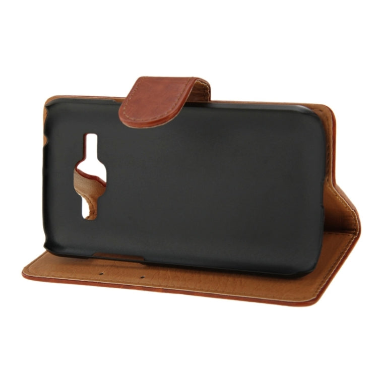 Crazy Horse Texture Leather Case with Holder & Card Slot & Wallet for Galaxy J1