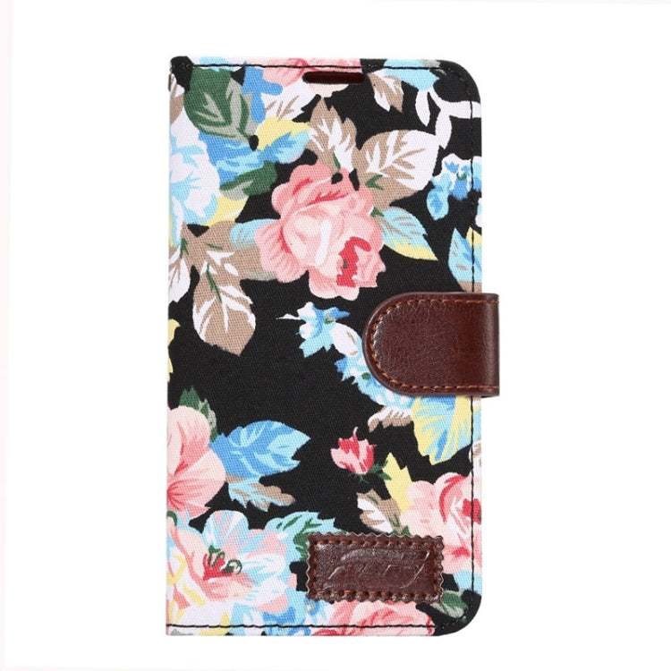 Flower Pattern Horizontal Flip Magnetic Buckle Leather Case with Card Slots & Holder for Galaxy E7