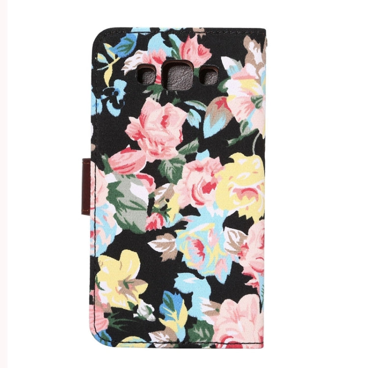 Flower Pattern Horizontal Flip Magnetic Buckle Leather Case with Card Slots & Holder for Galaxy E7