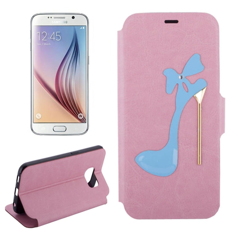High-Heel Shoe Pattern Leather Case with Card Slots & Holder for Galaxy S6