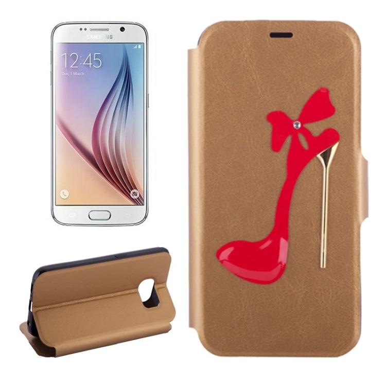 High-Heel Shoe Pattern Leather Case with Card Slots & Holder for Galaxy S6