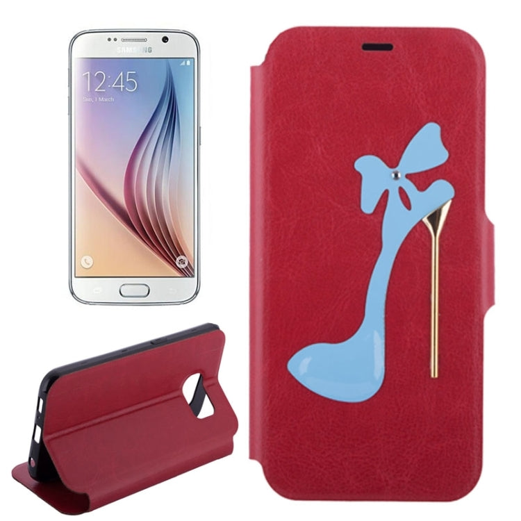 High-Heel Shoe Pattern Leather Case with Card Slots & Holder for Galaxy S6