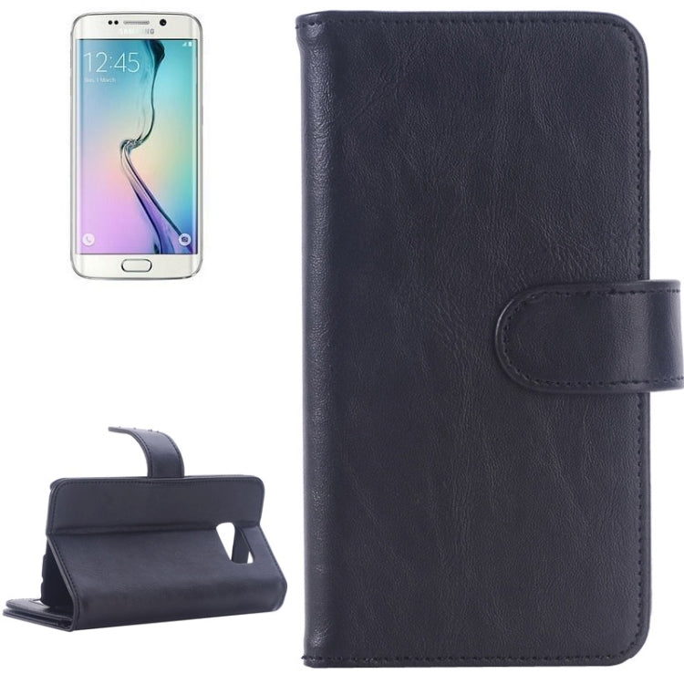 For Galaxy S6 Edge Oil Skin Texture Horizontal Flip Magnetic Buckle Leather Case with 3 Page Card Slots & Wallet & Holder
