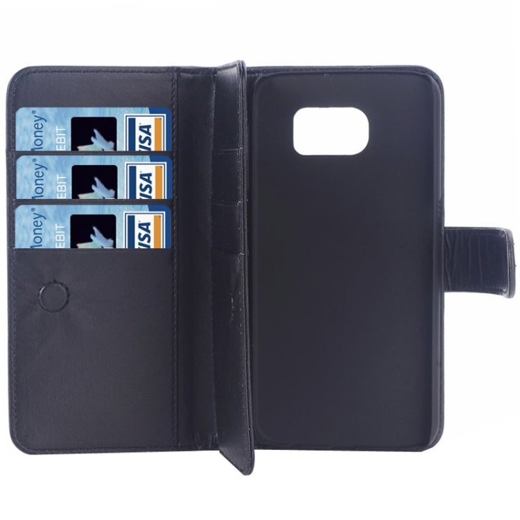 For Galaxy S6 Edge Oil Skin Texture Horizontal Flip Magnetic Buckle Leather Case with 3 Page Card Slots & Wallet & Holder