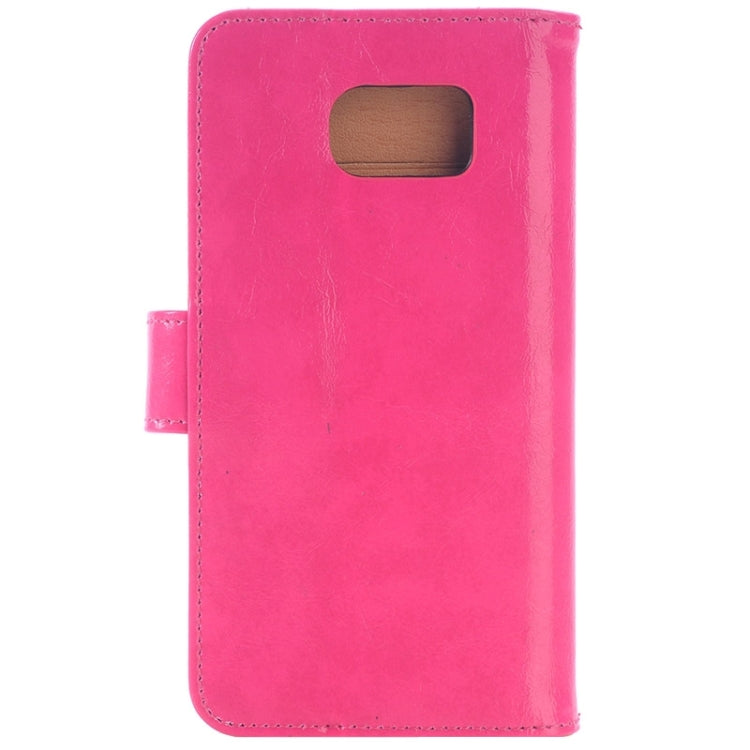 For Galaxy S6 Edge Oil Skin Texture Horizontal Flip Magnetic Buckle Leather Case with 3 Page Card Slots & Wallet & Holder