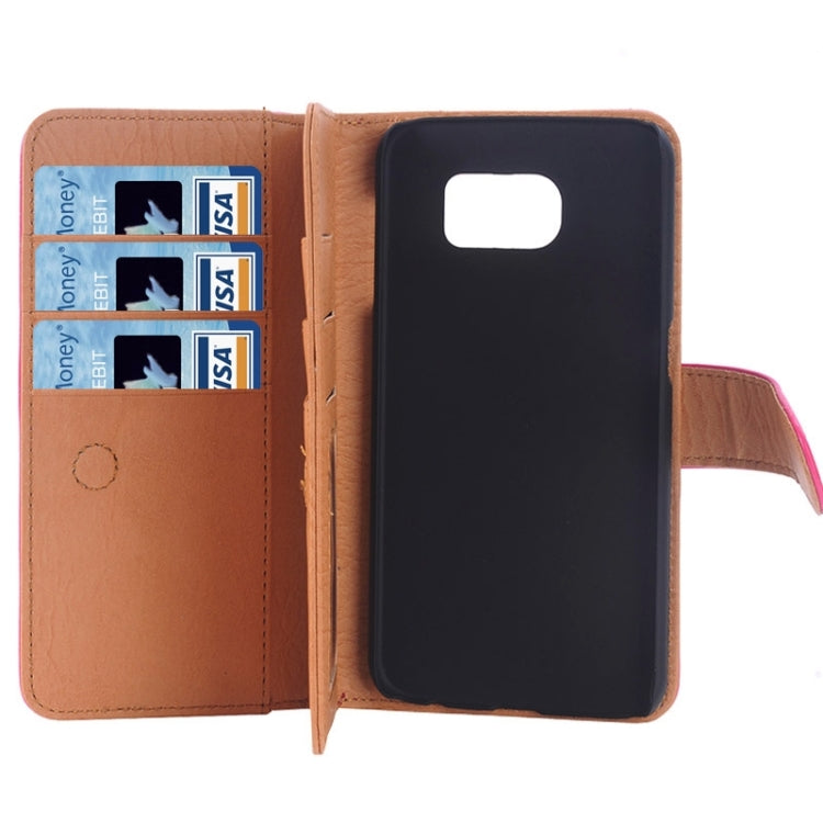 For Galaxy S6 Edge Oil Skin Texture Horizontal Flip Magnetic Buckle Leather Case with 3 Page Card Slots & Wallet & Holder