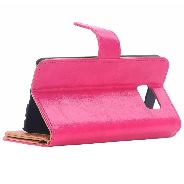 For Galaxy S6 Edge Oil Skin Texture Horizontal Flip Magnetic Buckle Leather Case with 3 Page Card Slots & Wallet & Holder