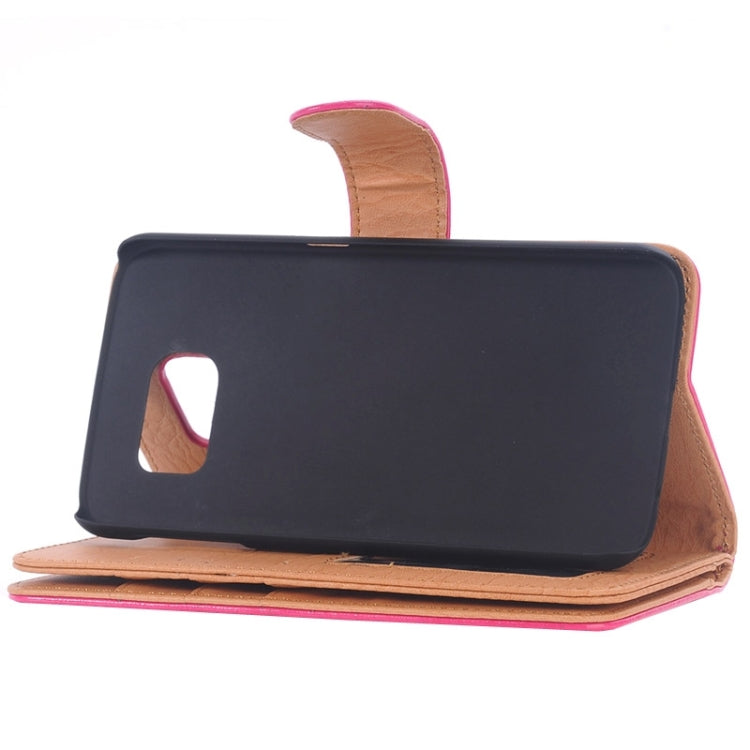 For Galaxy S6 Edge Oil Skin Texture Horizontal Flip Magnetic Buckle Leather Case with 3 Page Card Slots & Wallet & Holder