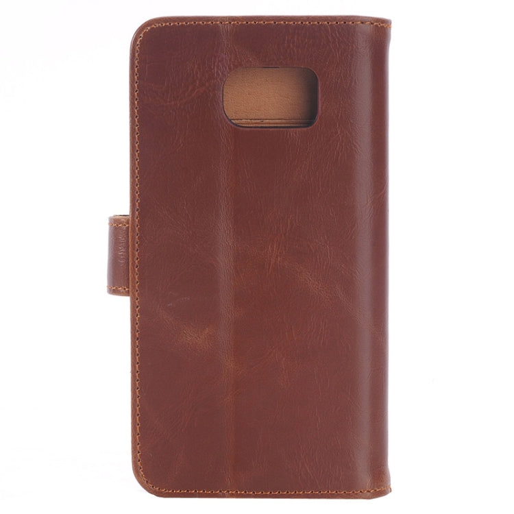 For Galaxy S6 Edge Oil Skin Texture Horizontal Flip Magnetic Buckle Leather Case with 3 Page Card Slots & Wallet & Holder