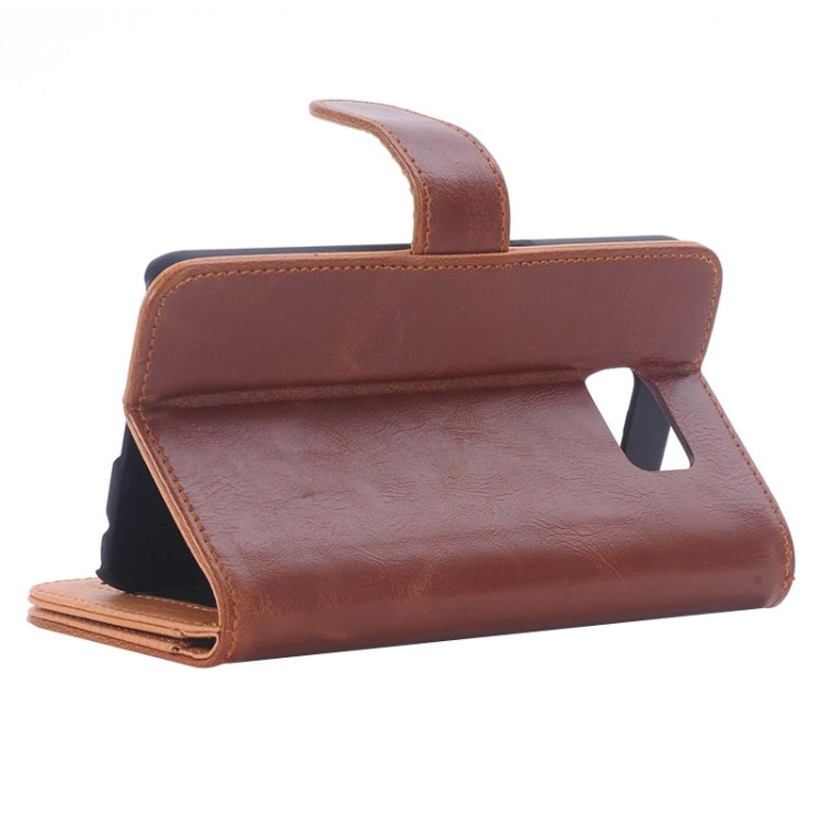 For Galaxy S6 Edge Oil Skin Texture Horizontal Flip Magnetic Buckle Leather Case with 3 Page Card Slots & Wallet & Holder