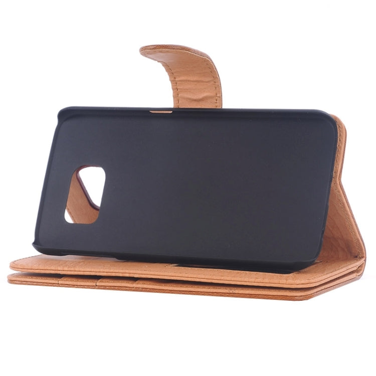For Galaxy S6 Edge Oil Skin Texture Horizontal Flip Magnetic Buckle Leather Case with 3 Page Card Slots & Wallet & Holder