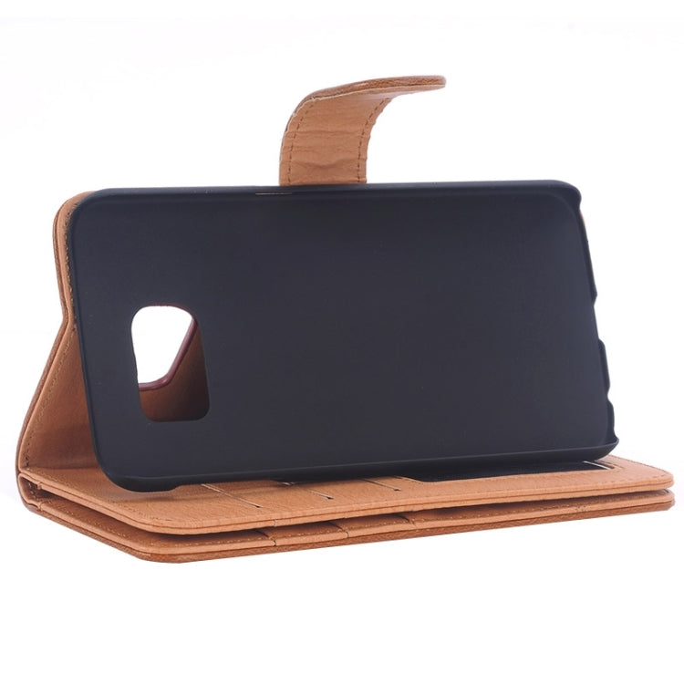 For Galaxy S6 Edge Oil Skin Texture Horizontal Flip Magnetic Buckle Leather Case with 3 Page Card Slots & Wallet & Holder