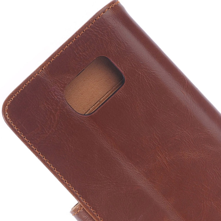 For Galaxy S6 Edge Oil Skin Texture Horizontal Flip Magnetic Buckle Leather Case with 3 Page Card Slots & Wallet & Holder