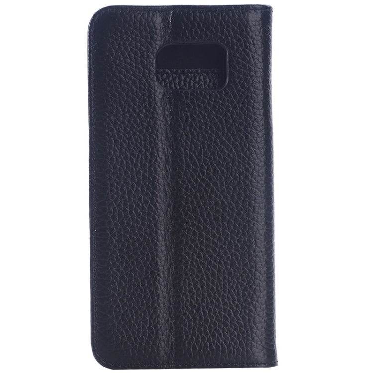 For Galaxy S6 Edge Litchi Texture Horizontal Flip Genuine Leather Case with Card Slots & Holder