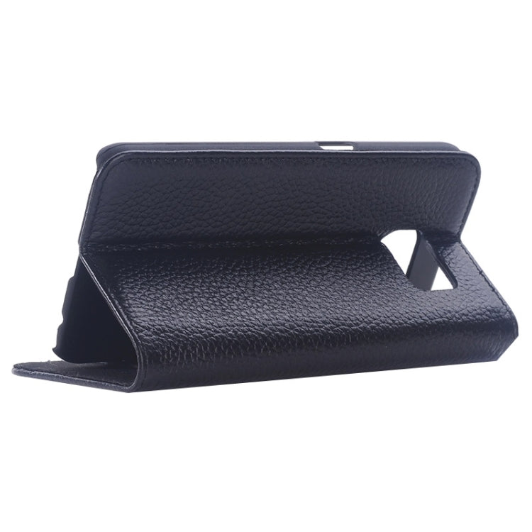 For Galaxy S6 Edge Litchi Texture Horizontal Flip Genuine Leather Case with Card Slots & Holder