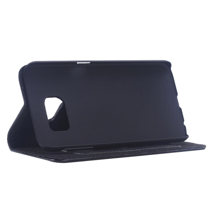 For Galaxy S6 Edge Litchi Texture Horizontal Flip Genuine Leather Case with Card Slots & Holder