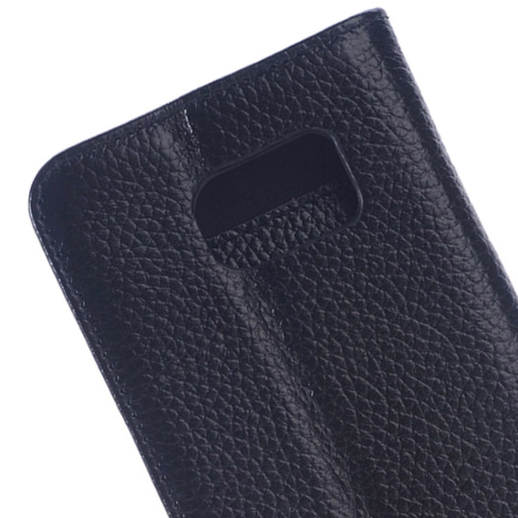 For Galaxy S6 Edge Litchi Texture Horizontal Flip Genuine Leather Case with Card Slots & Holder