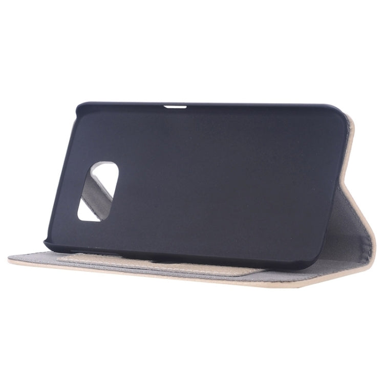 For Galaxy S6 Edge Litchi Texture Horizontal Flip Genuine Leather Case with Card Slots & Holder