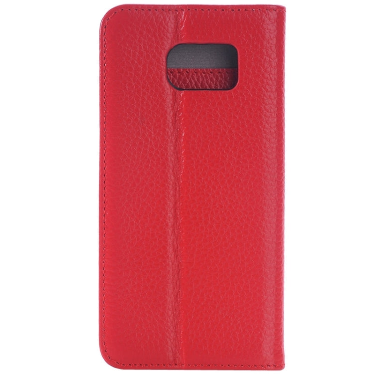 For Galaxy S6 Edge Litchi Texture Horizontal Flip Genuine Leather Case with Card Slots & Holder
