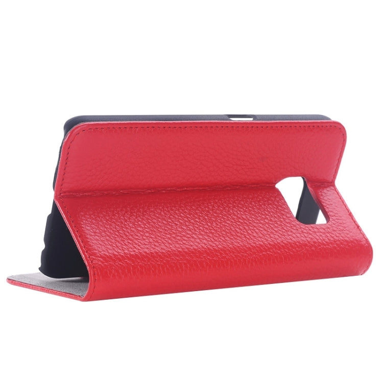For Galaxy S6 Edge Litchi Texture Horizontal Flip Genuine Leather Case with Card Slots & Holder