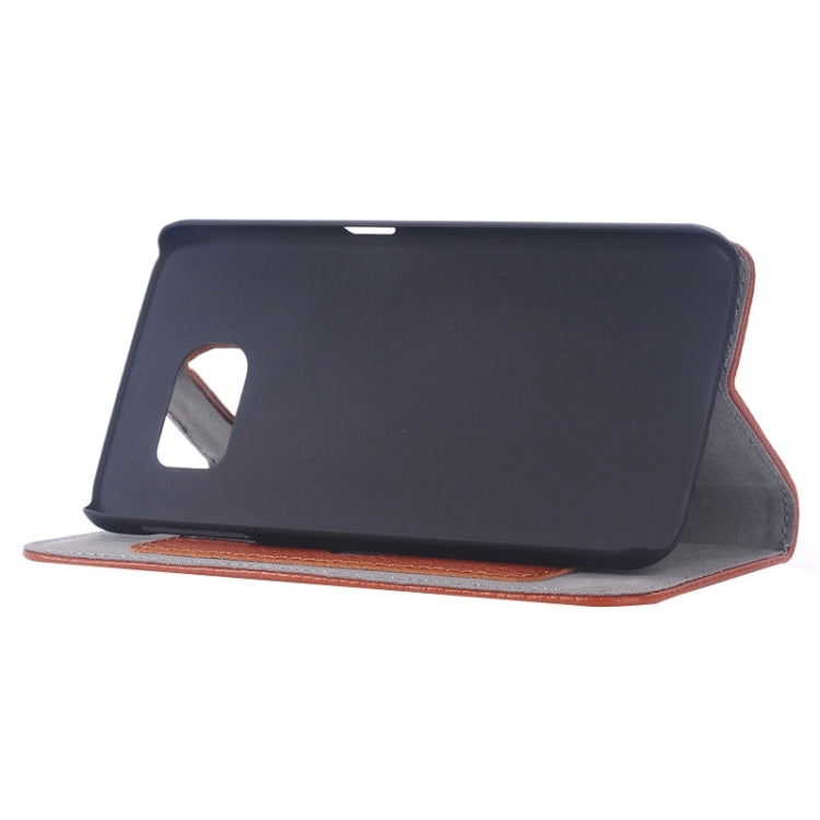 For Galaxy S6 Edge Litchi Texture Horizontal Flip Genuine Leather Case with Card Slots & Holder