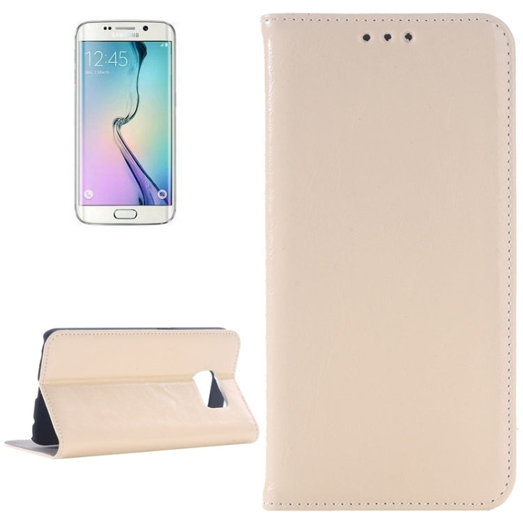 For Galaxy S6 Edge Oil Skin Texture Horizontal Flip Genuine Leather Case with Card Slots & Holder