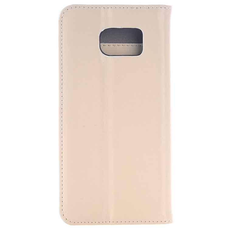 For Galaxy S6 Edge Oil Skin Texture Horizontal Flip Genuine Leather Case with Card Slots & Holder