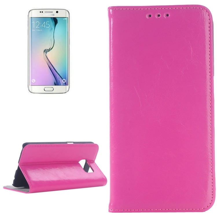 For Galaxy S6 Edge Oil Skin Texture Horizontal Flip Genuine Leather Case with Card Slots & Holder