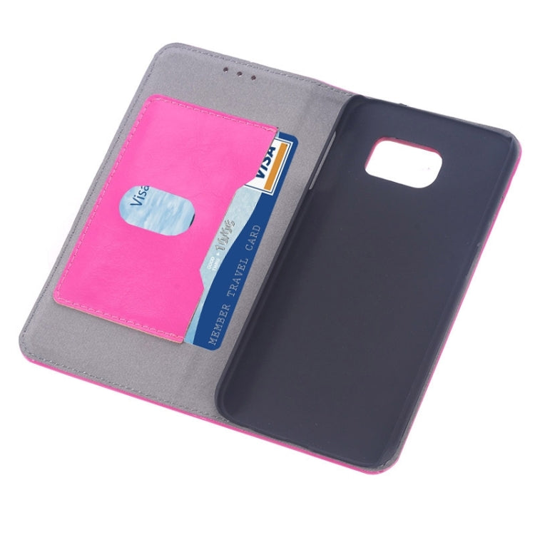 For Galaxy S6 Edge Oil Skin Texture Horizontal Flip Genuine Leather Case with Card Slots & Holder