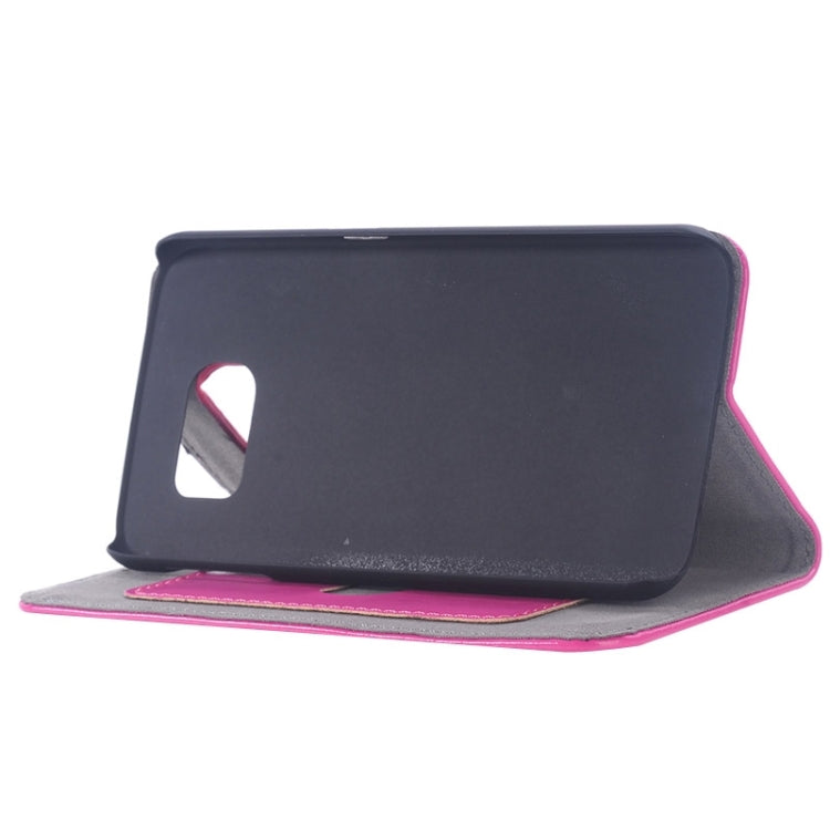 For Galaxy S6 Edge Oil Skin Texture Horizontal Flip Genuine Leather Case with Card Slots & Holder