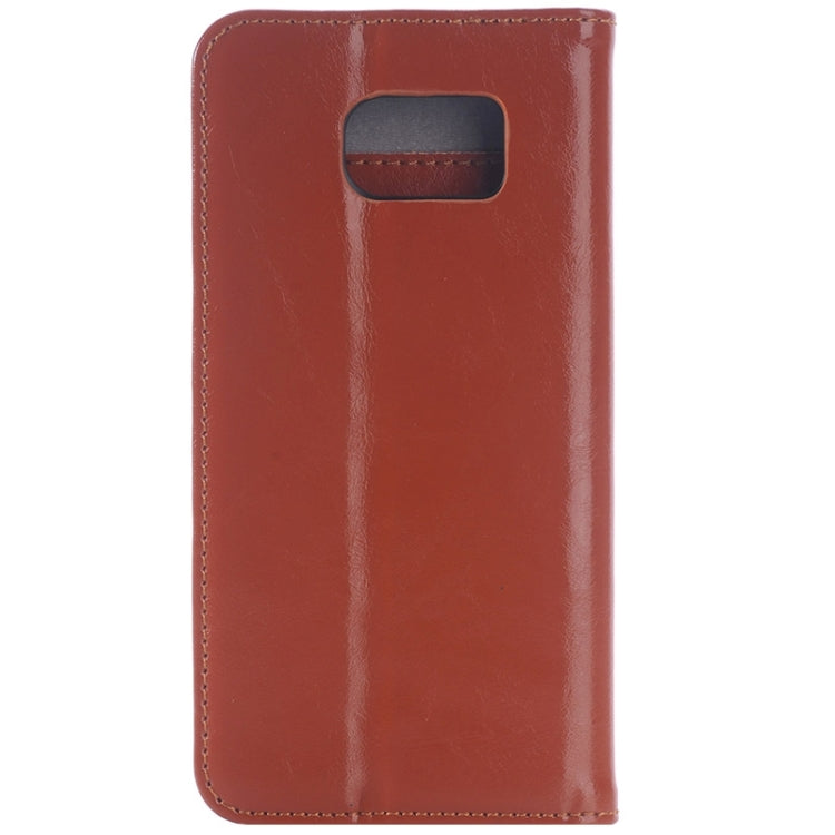 For Galaxy S6 Edge Oil Skin Texture Horizontal Flip Genuine Leather Case with Card Slots & Holder