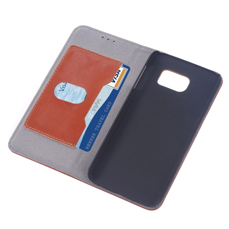 For Galaxy S6 Edge Oil Skin Texture Horizontal Flip Genuine Leather Case with Card Slots & Holder