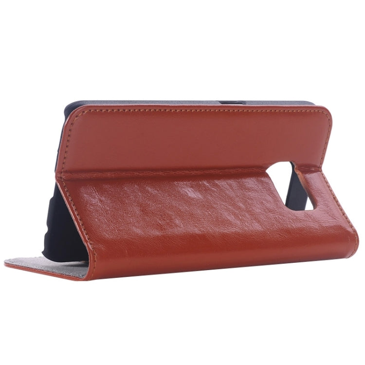 For Galaxy S6 Edge Oil Skin Texture Horizontal Flip Genuine Leather Case with Card Slots & Holder