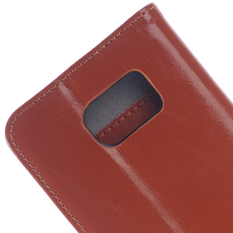 For Galaxy S6 Edge Oil Skin Texture Horizontal Flip Genuine Leather Case with Card Slots & Holder