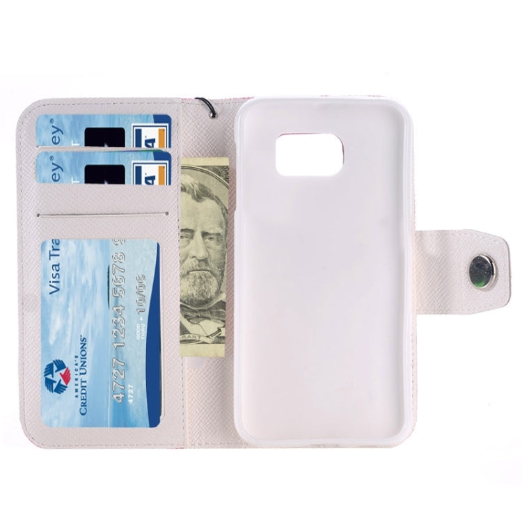 For Galaxy S6 Edge Grain Texture Horizontal Flip Magnetic Buckle Contrast Color Leather Case with Card Slots & Wallet & Holder & Lanyard