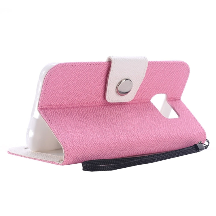 For Galaxy S6 Edge Grain Texture Horizontal Flip Magnetic Buckle Contrast Color Leather Case with Card Slots & Wallet & Holder & Lanyard
