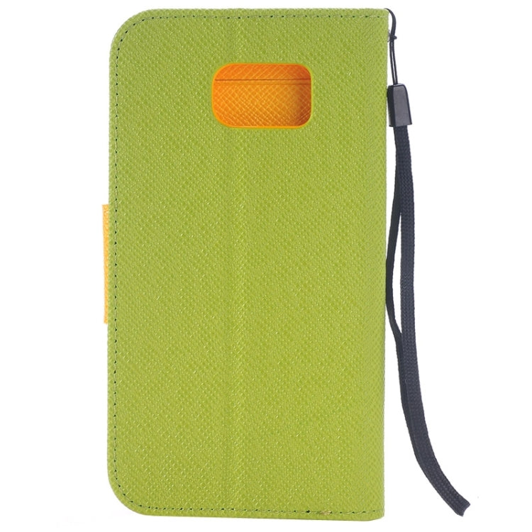 For Galaxy S6 Edge Grain Texture Horizontal Flip Magnetic Buckle Contrast Color Leather Case with Card Slots & Wallet & Holder & Lanyard