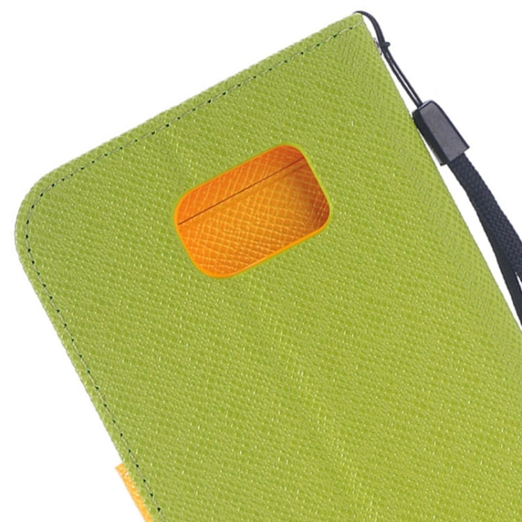 For Galaxy S6 Edge Grain Texture Horizontal Flip Magnetic Buckle Contrast Color Leather Case with Card Slots & Wallet & Holder & Lanyard