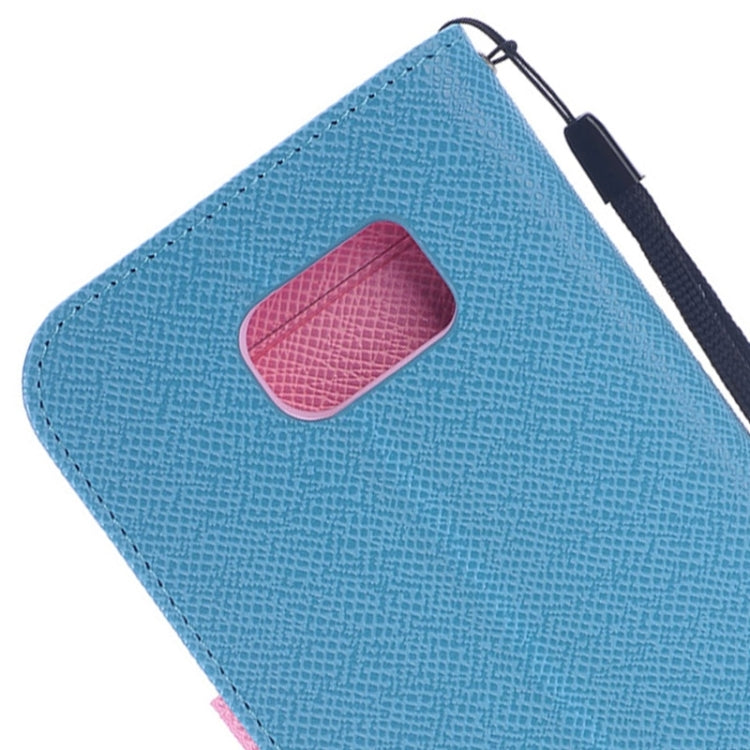 For Galaxy S6 Edge Grain Texture Horizontal Flip Magnetic Buckle Contrast Color Leather Case with Card Slots & Wallet & Holder & Lanyard