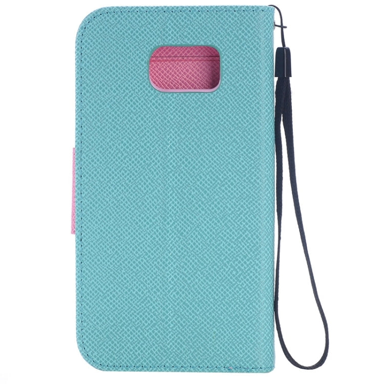 For Galaxy S6 Edge Grain Texture Horizontal Flip Magnetic Buckle Contrast Color Leather Case with Card Slots & Wallet & Holder & Lanyard