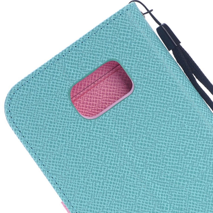 For Galaxy S6 Edge Grain Texture Horizontal Flip Magnetic Buckle Contrast Color Leather Case with Card Slots & Wallet & Holder & Lanyard